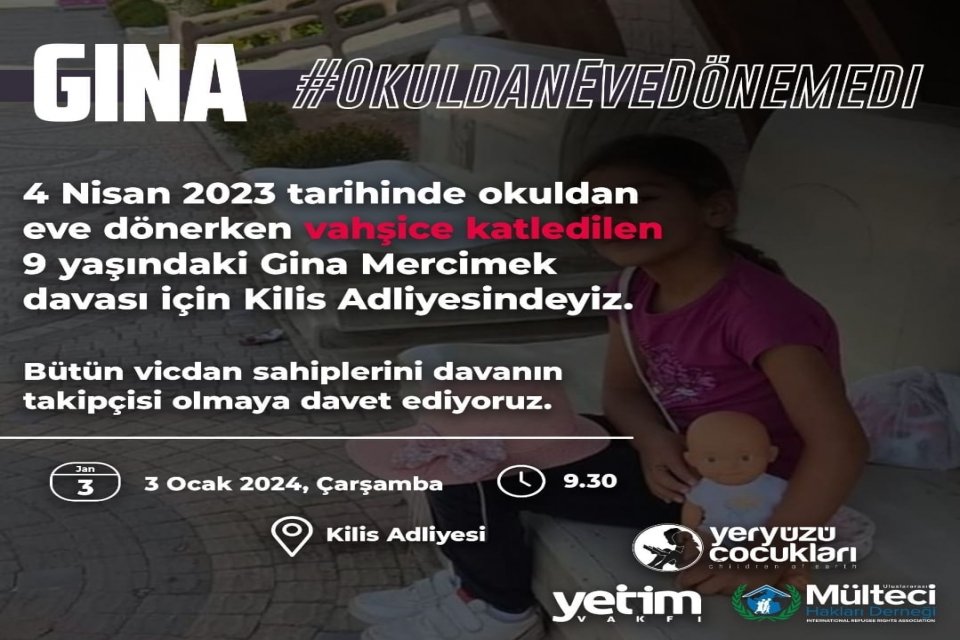 Katledilen Suriyeli Gina Mercimek’in davası 3 Ocak’ta başlıyor