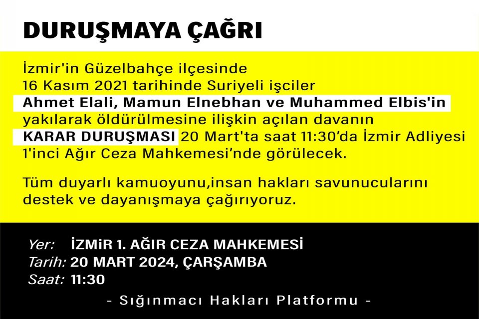 Sığınmacı Hakları Platformundan çağrı